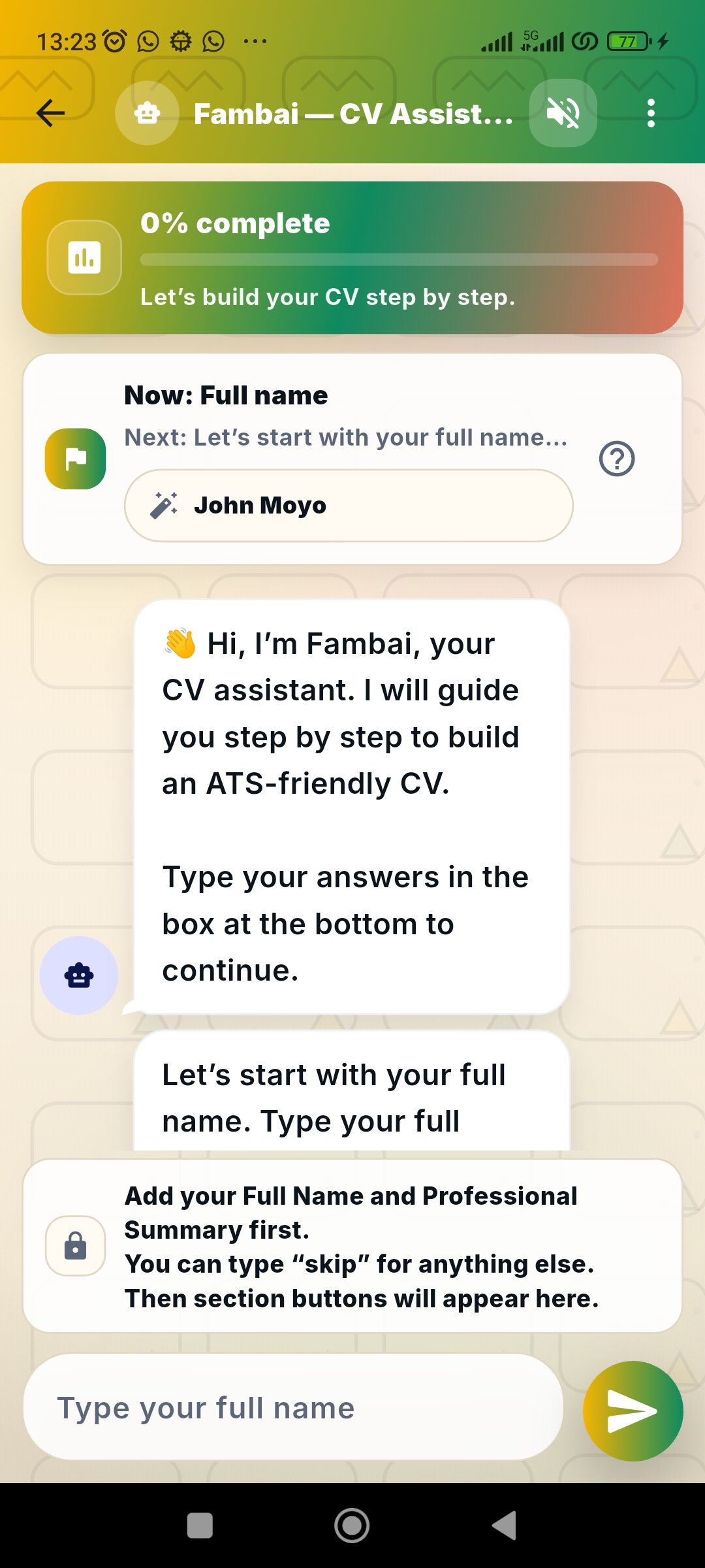 Fambai CV screenshot 4