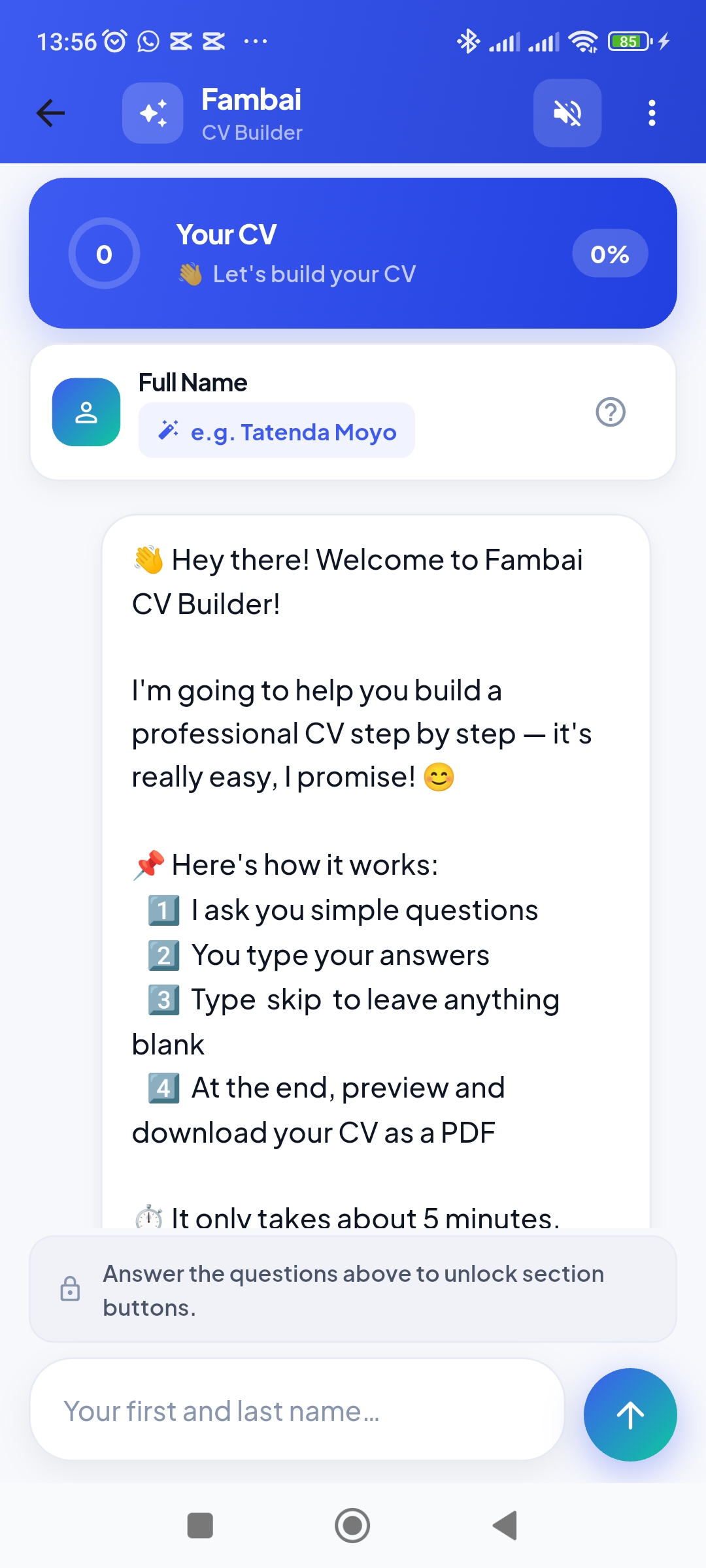 Fambai CV screenshot 2